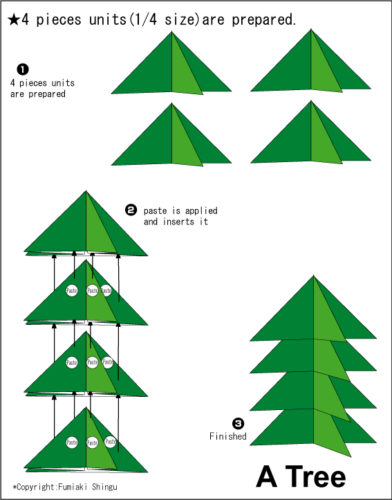 Origami - hướng dẫn gấp Cây thông