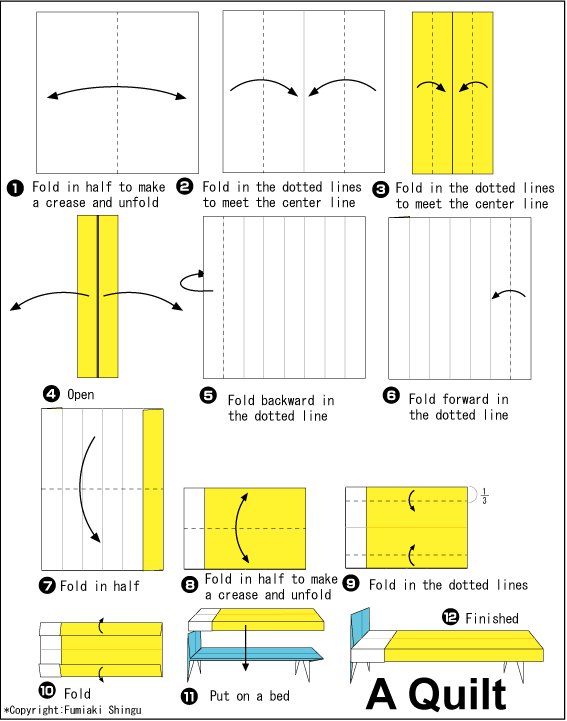 Origami - hướng dẫn gấp Chiếc giường
