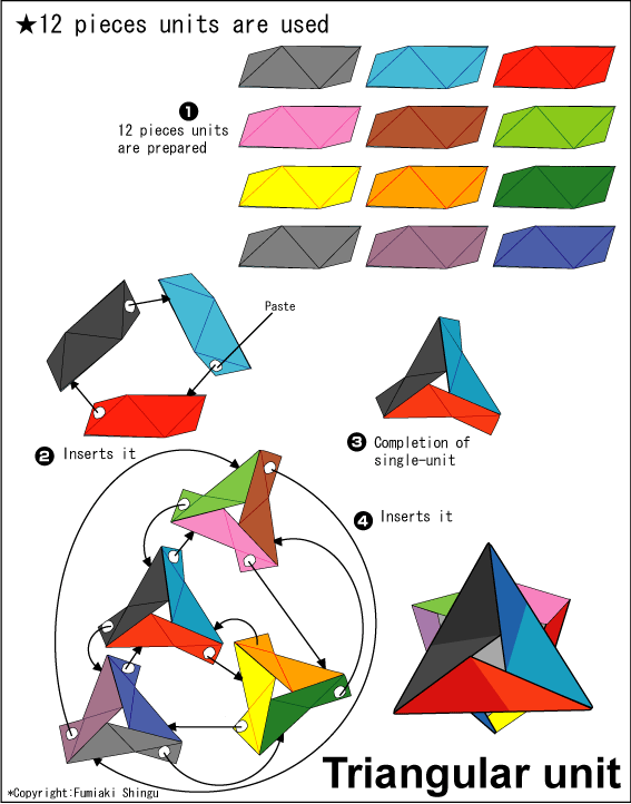 Origami - hướng dẫn xếp Khối ghép tam giác