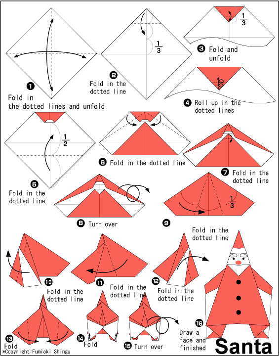Origami - hướng dẫn xếp Ông già noel
