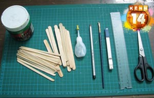bàn ghế từ que kem mát lạnh