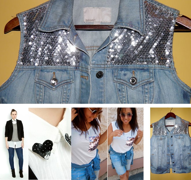 F5 quần jeans cũ với sequin lạ mắt
